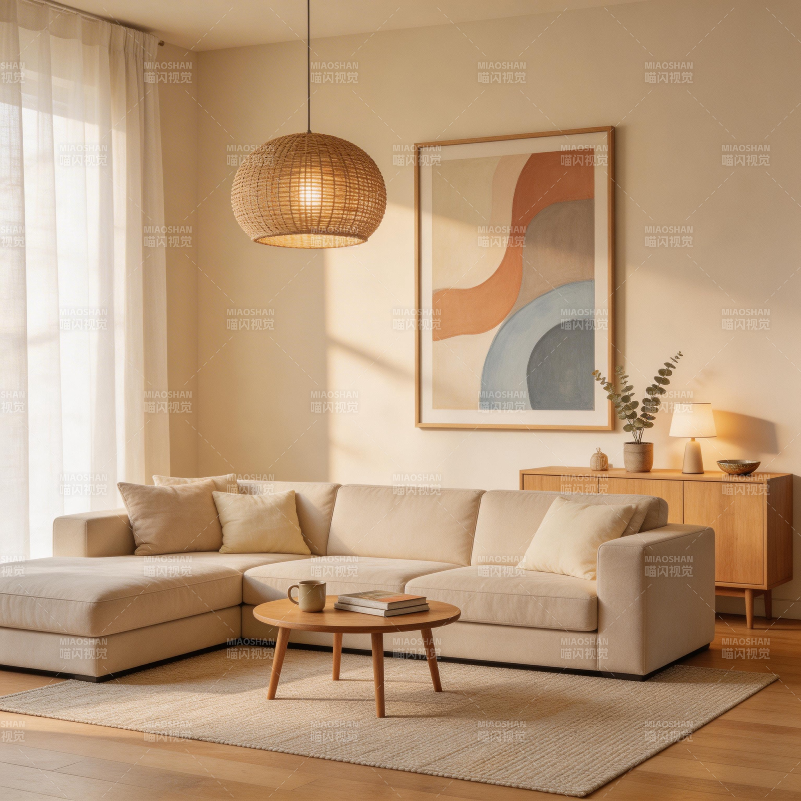 温馨现代客厅一角图片