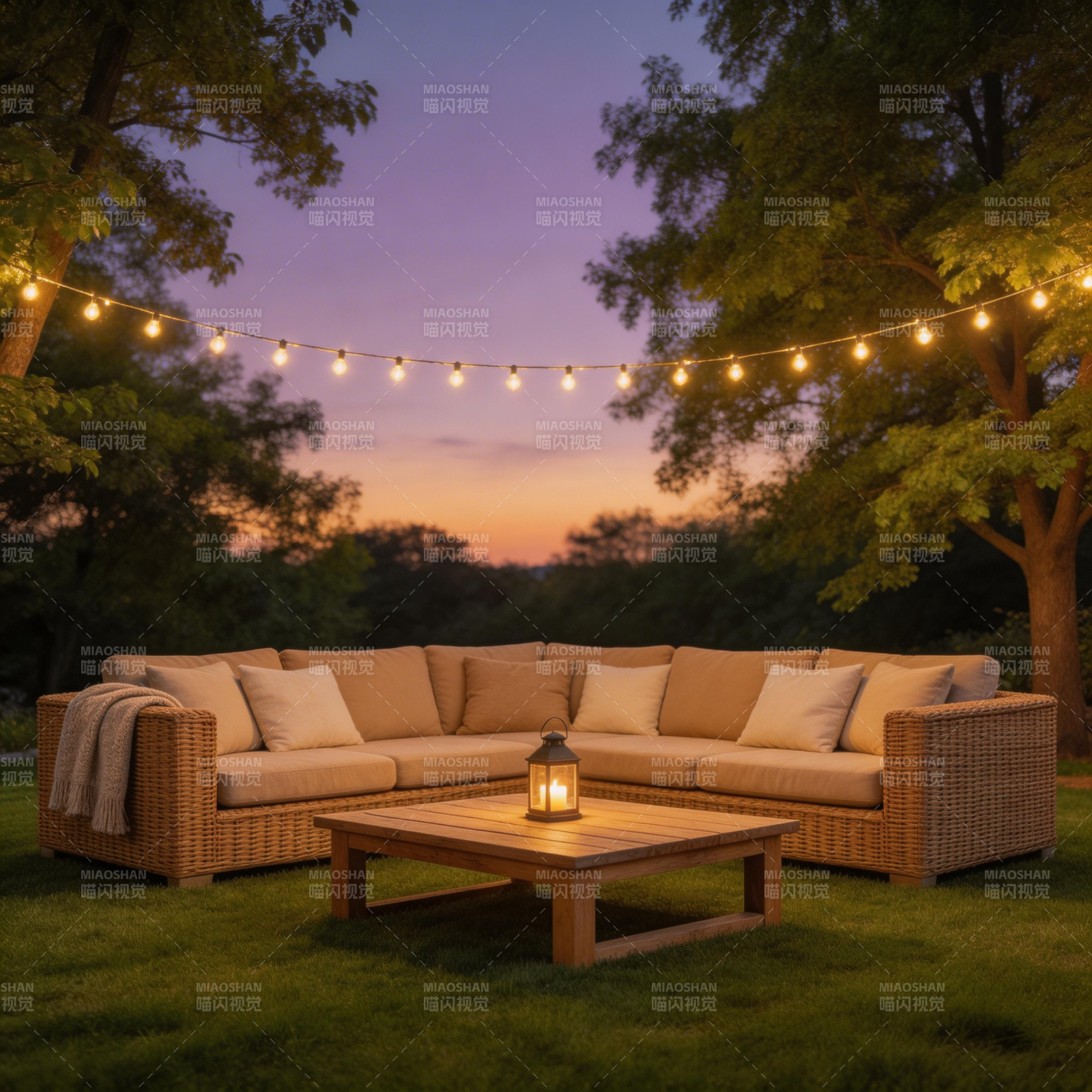 庭院夜景 温馨灯光图片