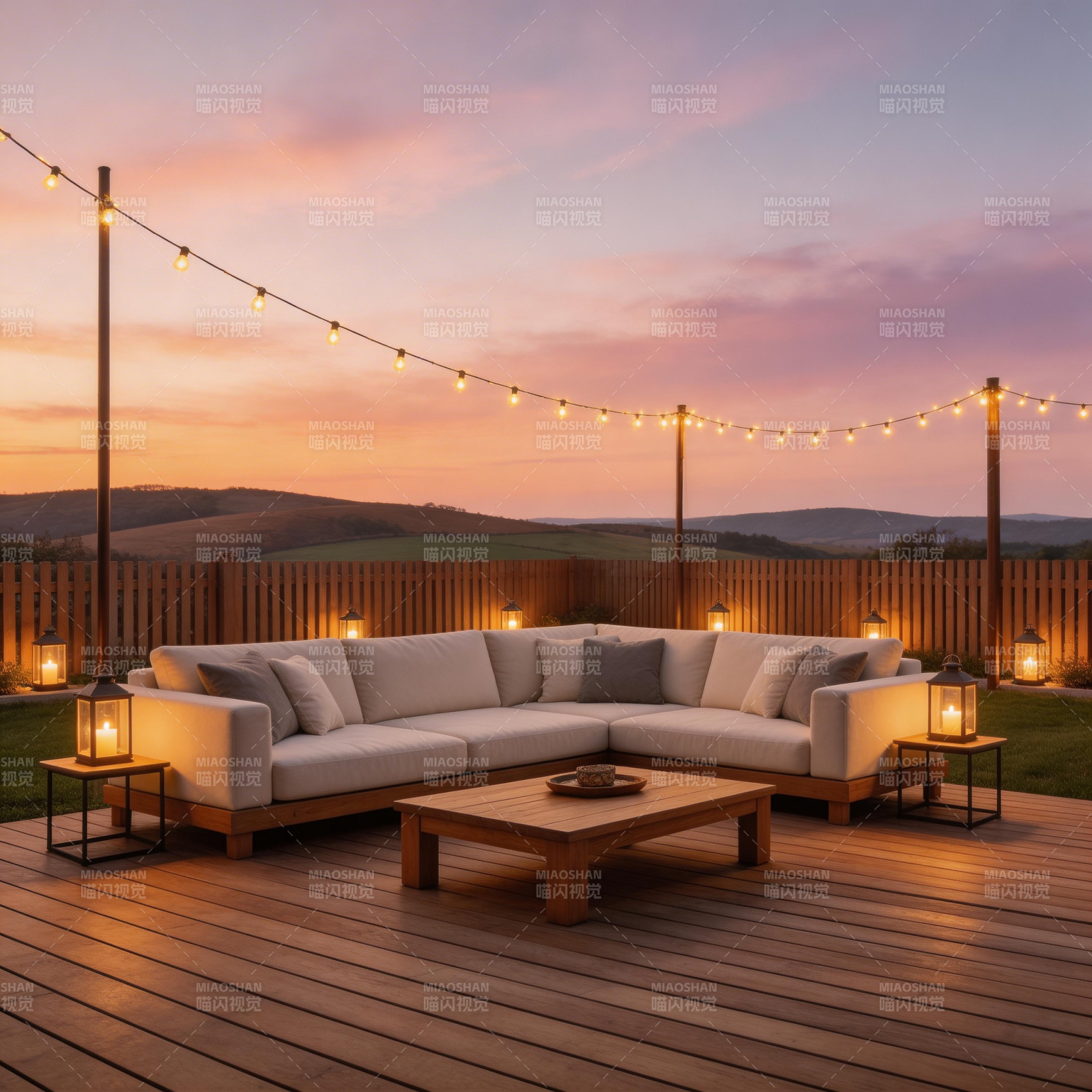 黄昏庭院温馨时光图片