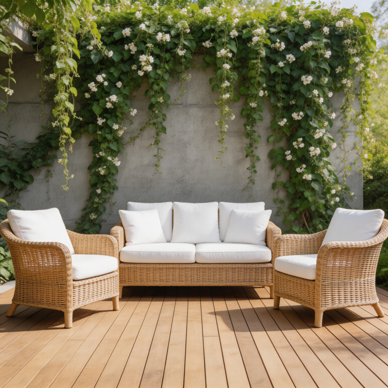 藤椅花园静谧时光图片