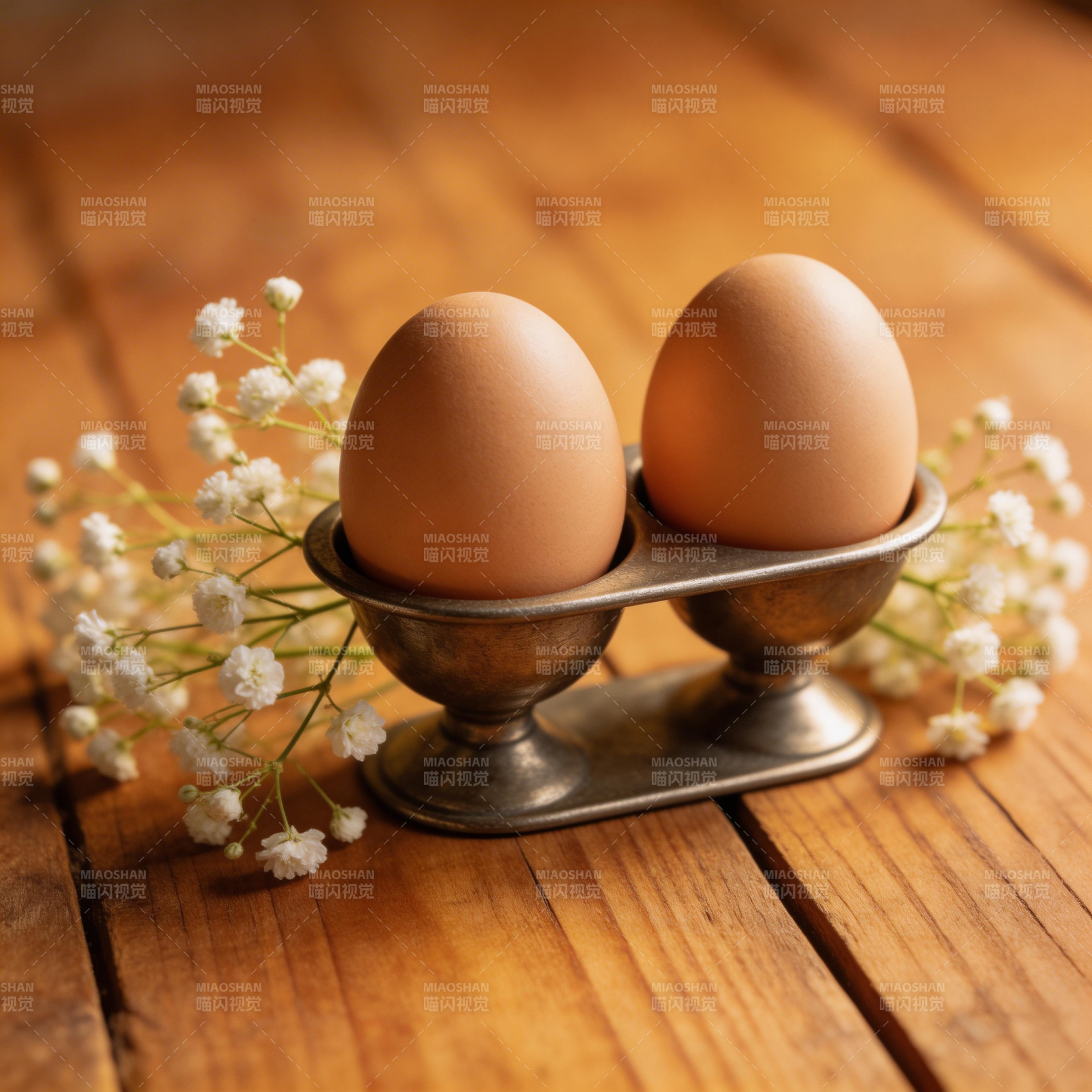鸡蛋与花的静谧图片