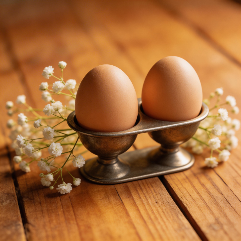 鸡蛋与花的静谧图片