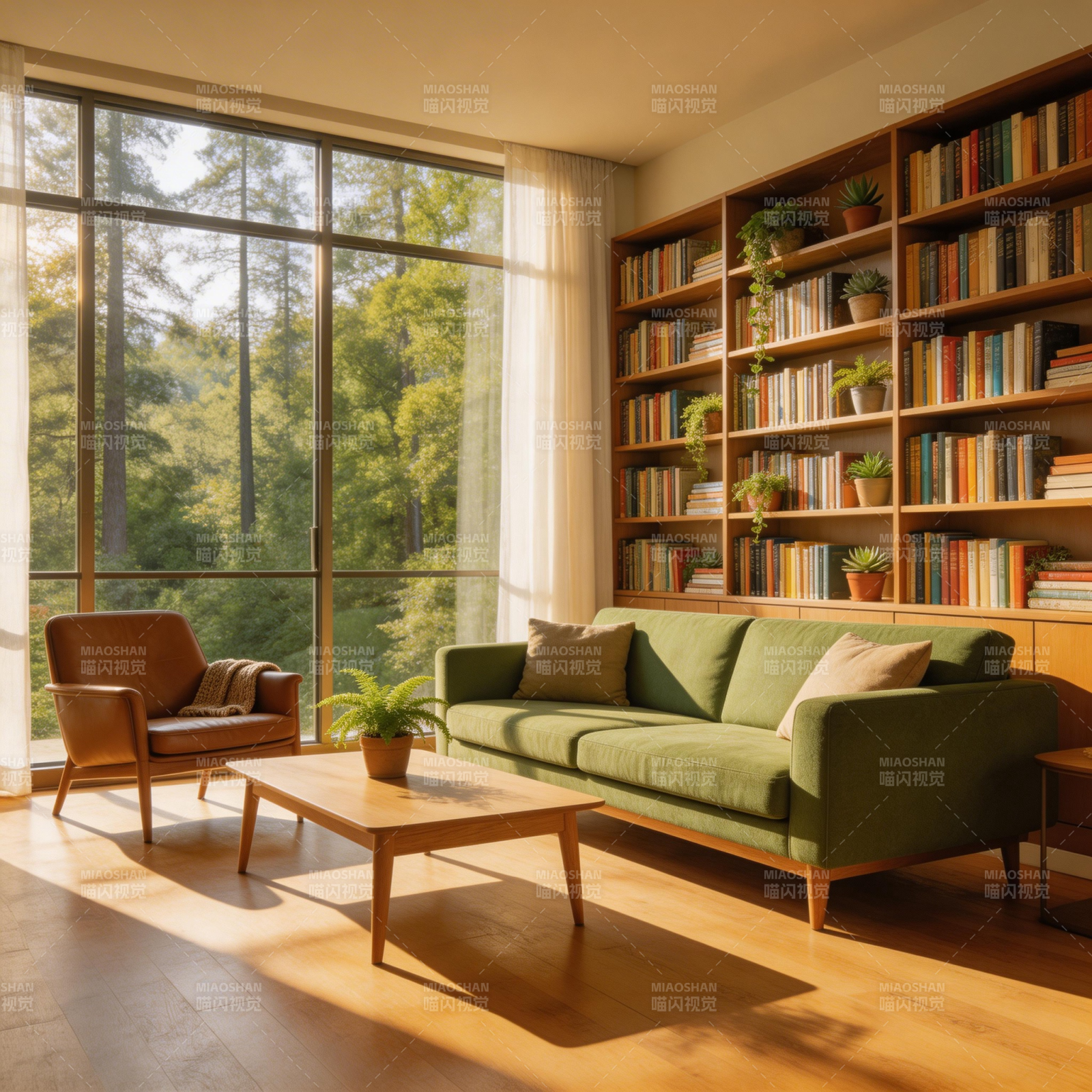 绿意盎然的书房客厅图片