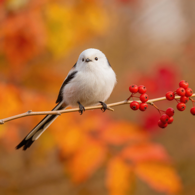 白鸟栖枝红果映秋图片