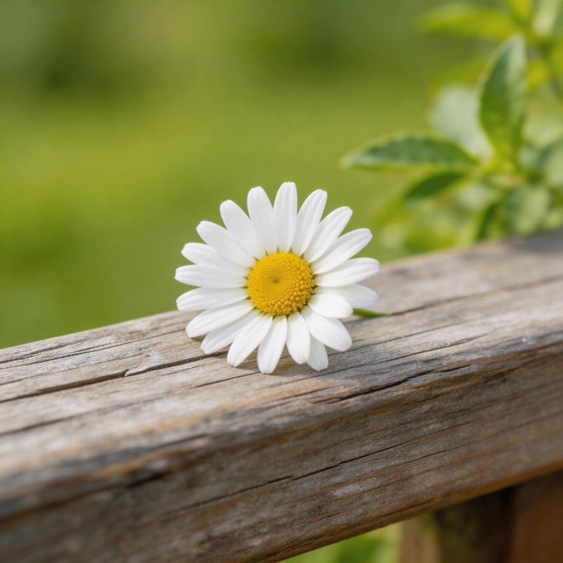 雏菊静卧木栏图片