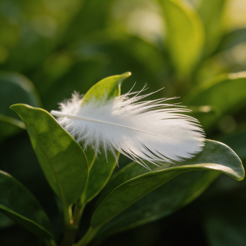 白羽栖绿叶图片