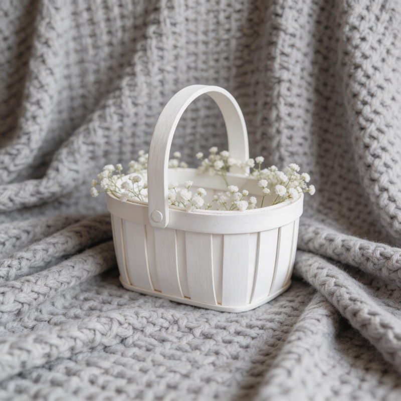 花篮静置毛毯上图片