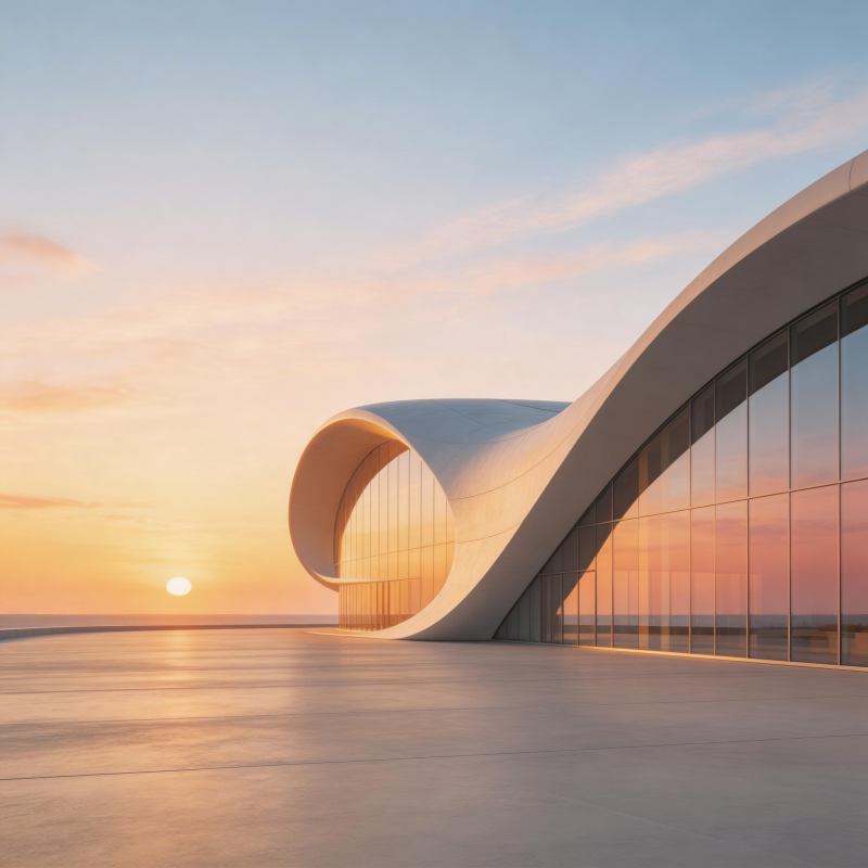 日落弧形建筑图片