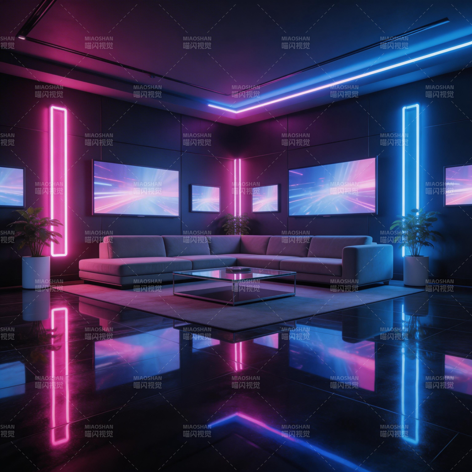 霓虹光影客厅图片