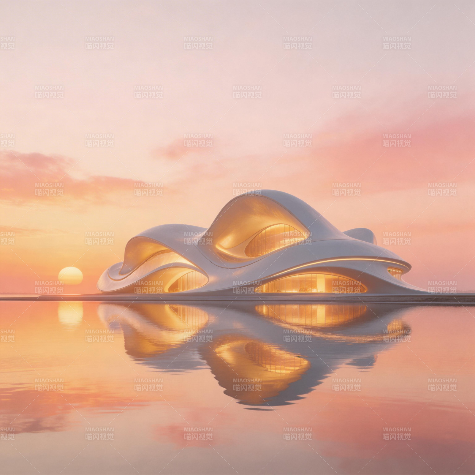 流光建筑倒影图片