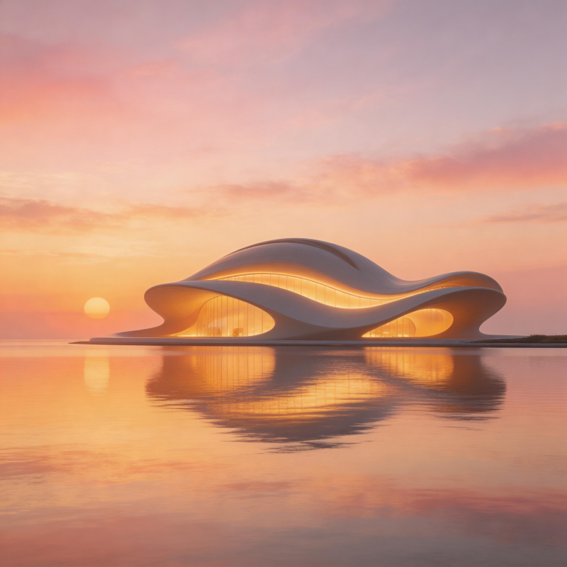 流光建筑映日辉图片