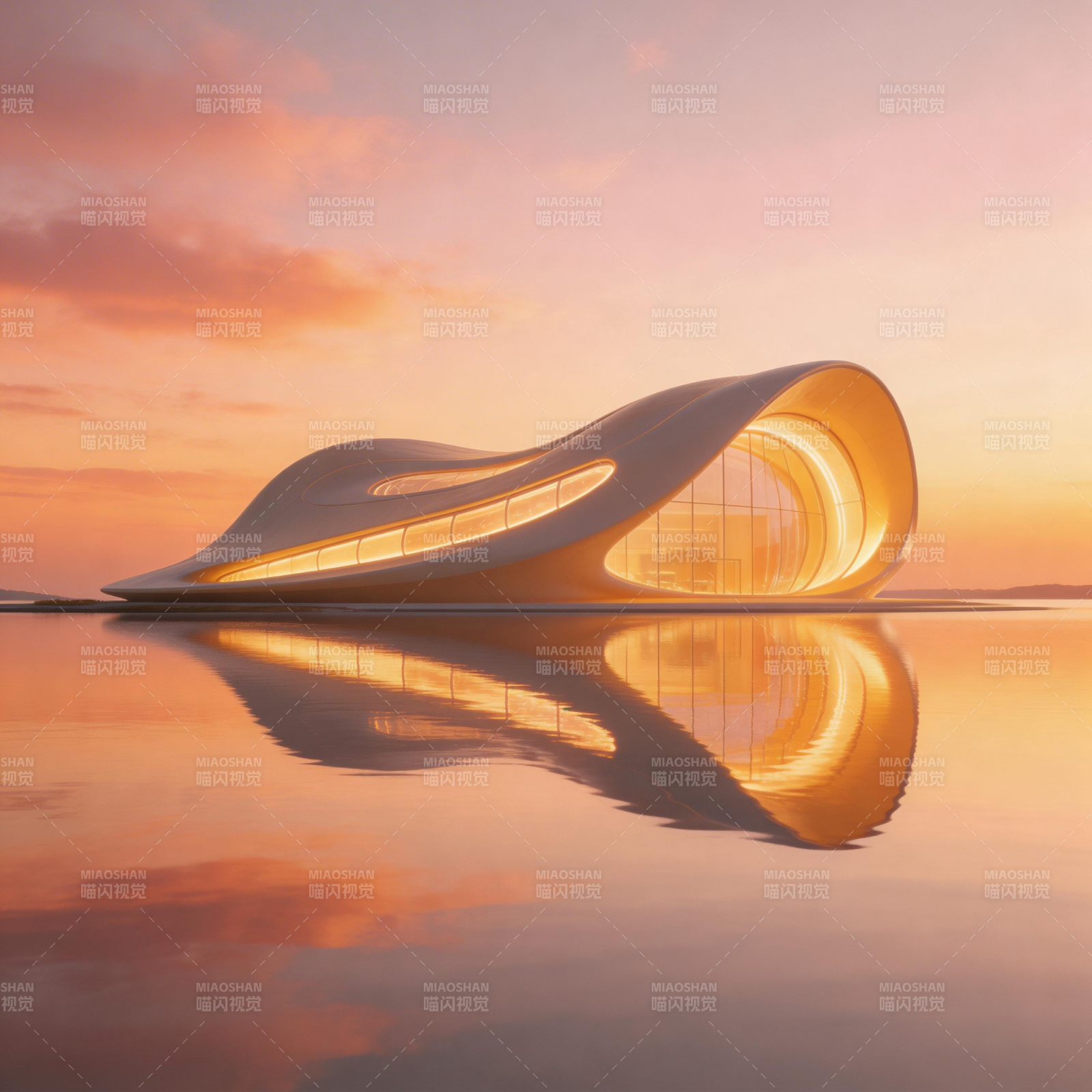 流光建筑倒影图片