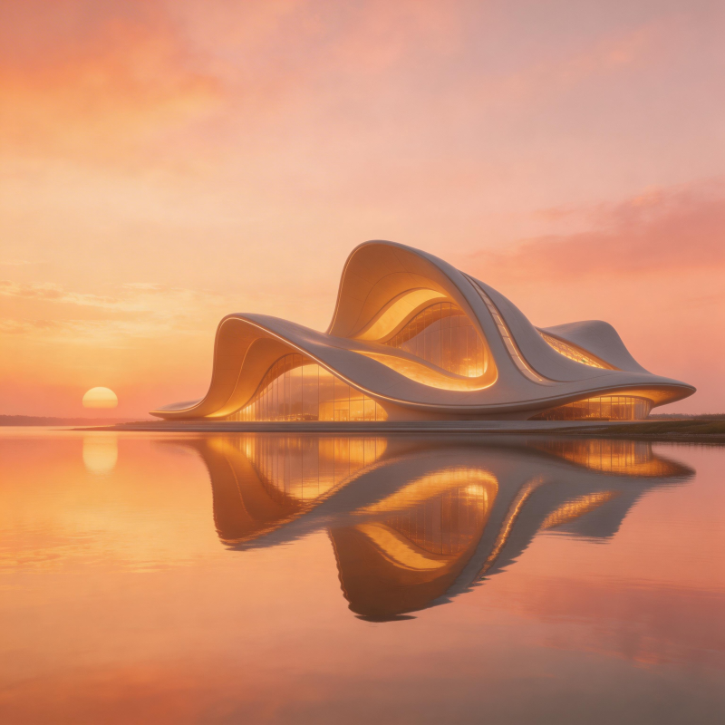 流光建筑倒影图片