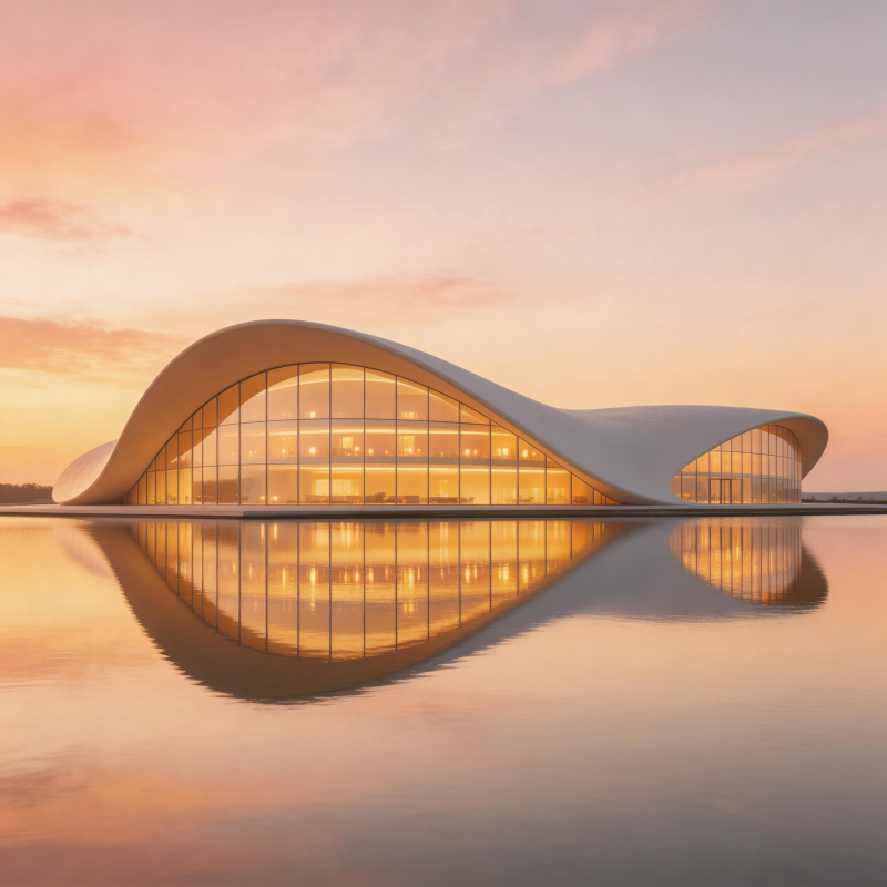 流线建筑映水光图片