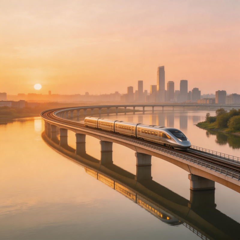 高铁掠影 城市晨曦图片