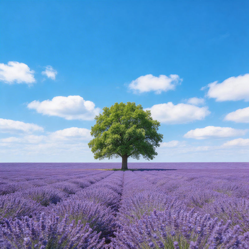 薰衣草海孤树图片