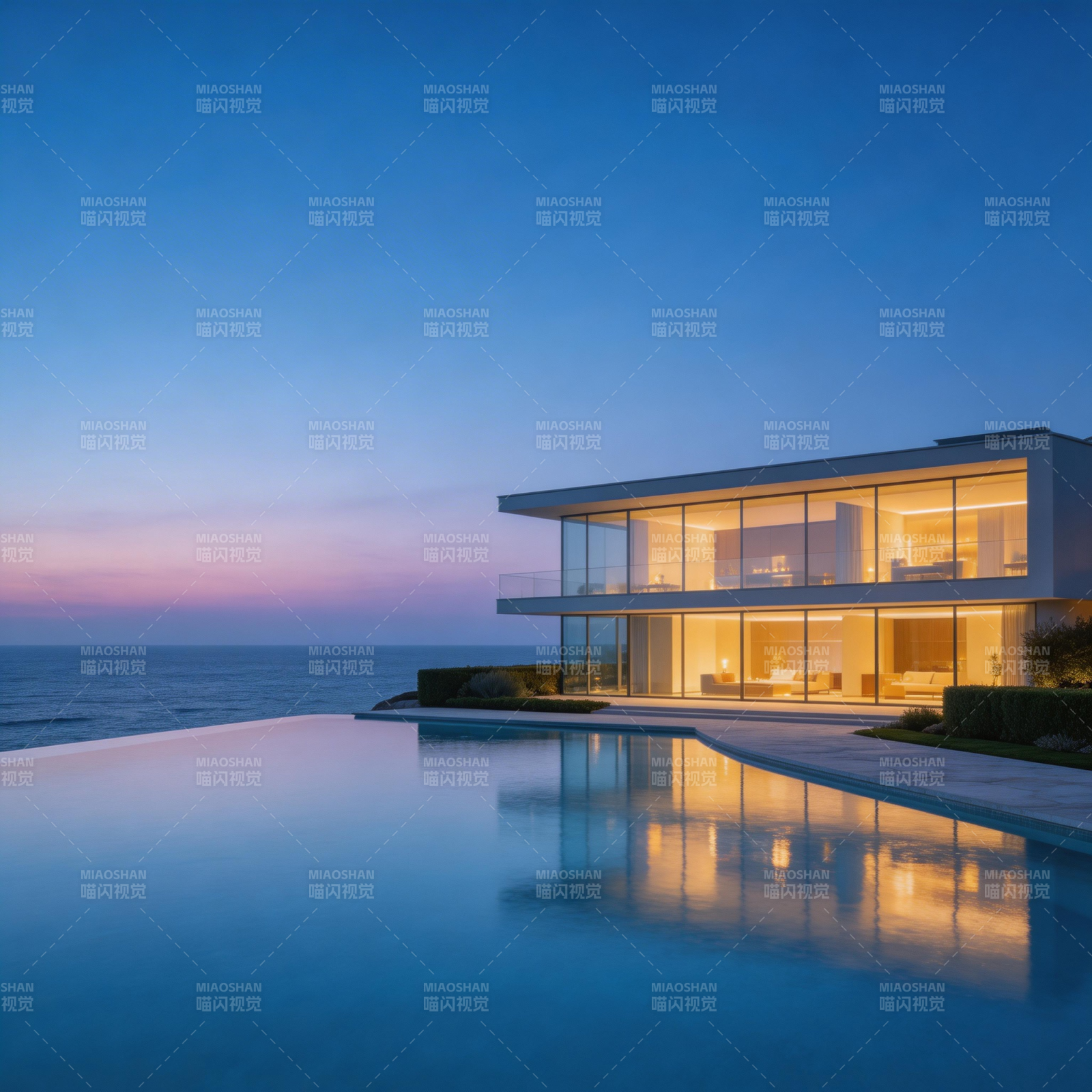 海边别墅夜景图片