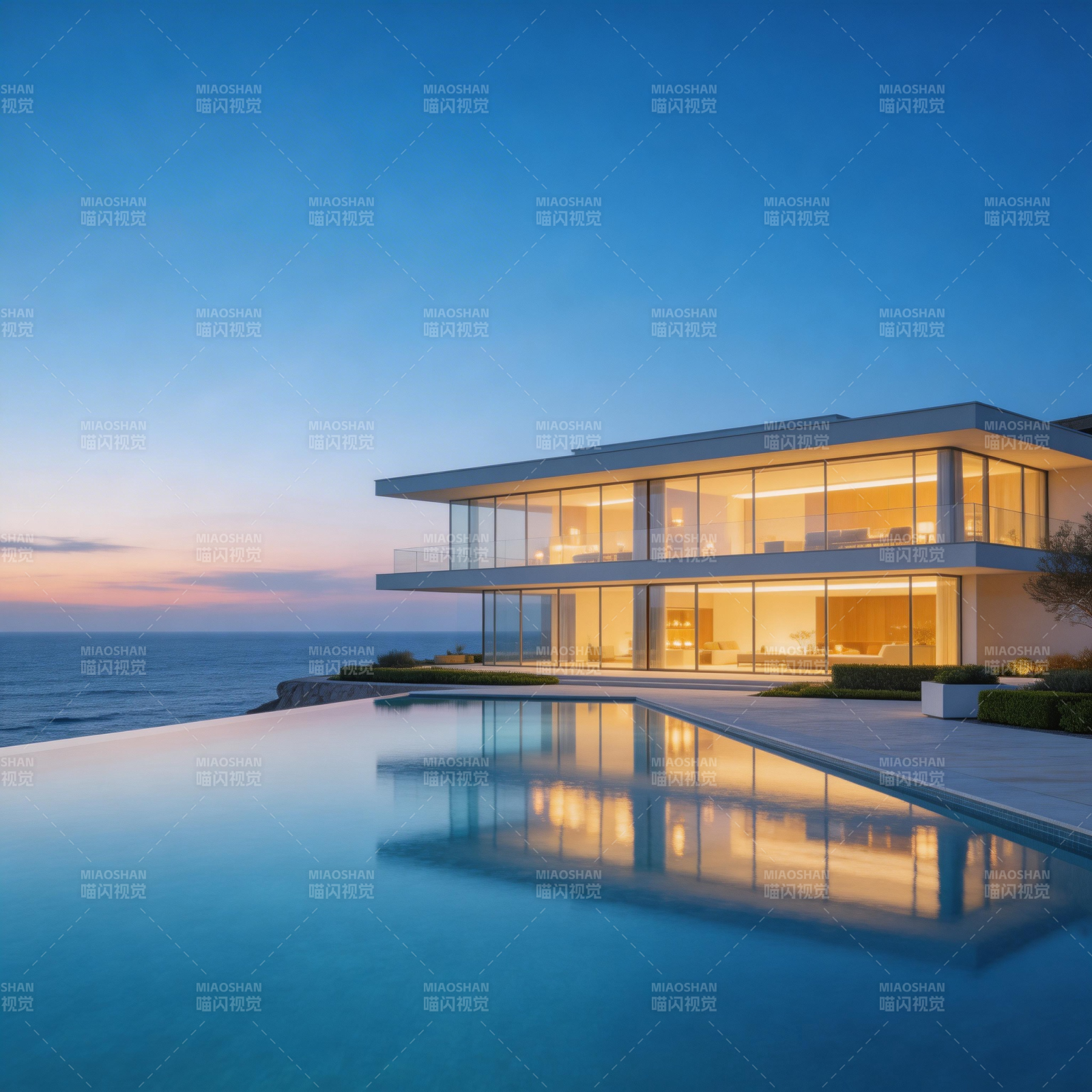 海景豪宅夜景图片