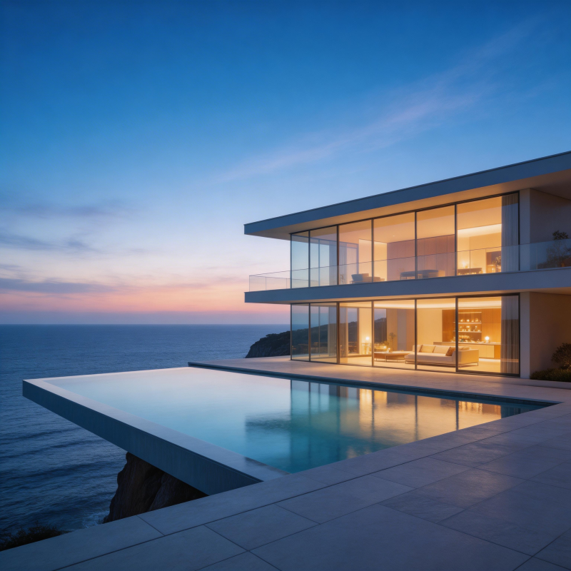 悬崖边的现代豪宅图片