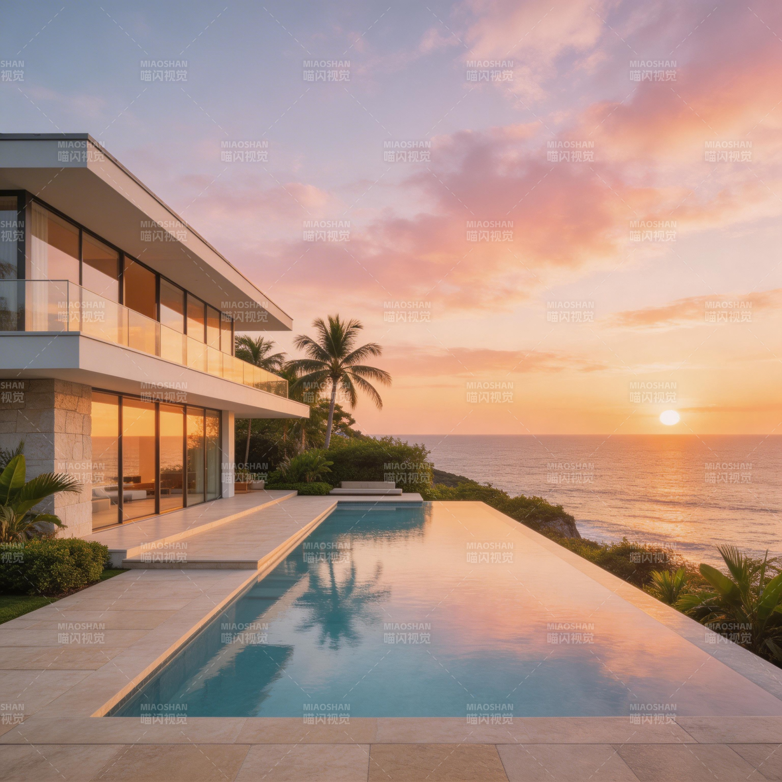 海景别墅日落图片