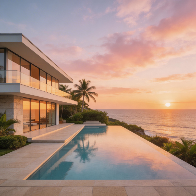 海景别墅日落图片