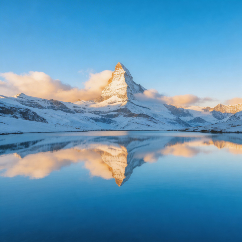 雪山倒影湖中图片