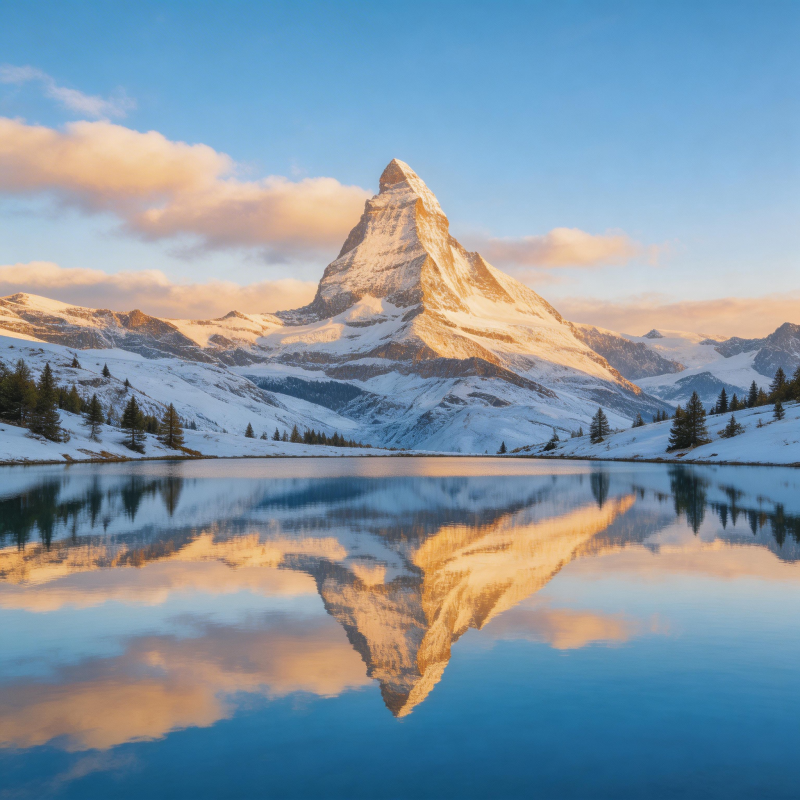 马特洪峰倒影图片