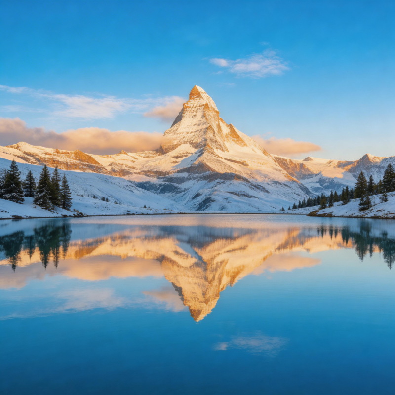 马特洪峰倒影图片