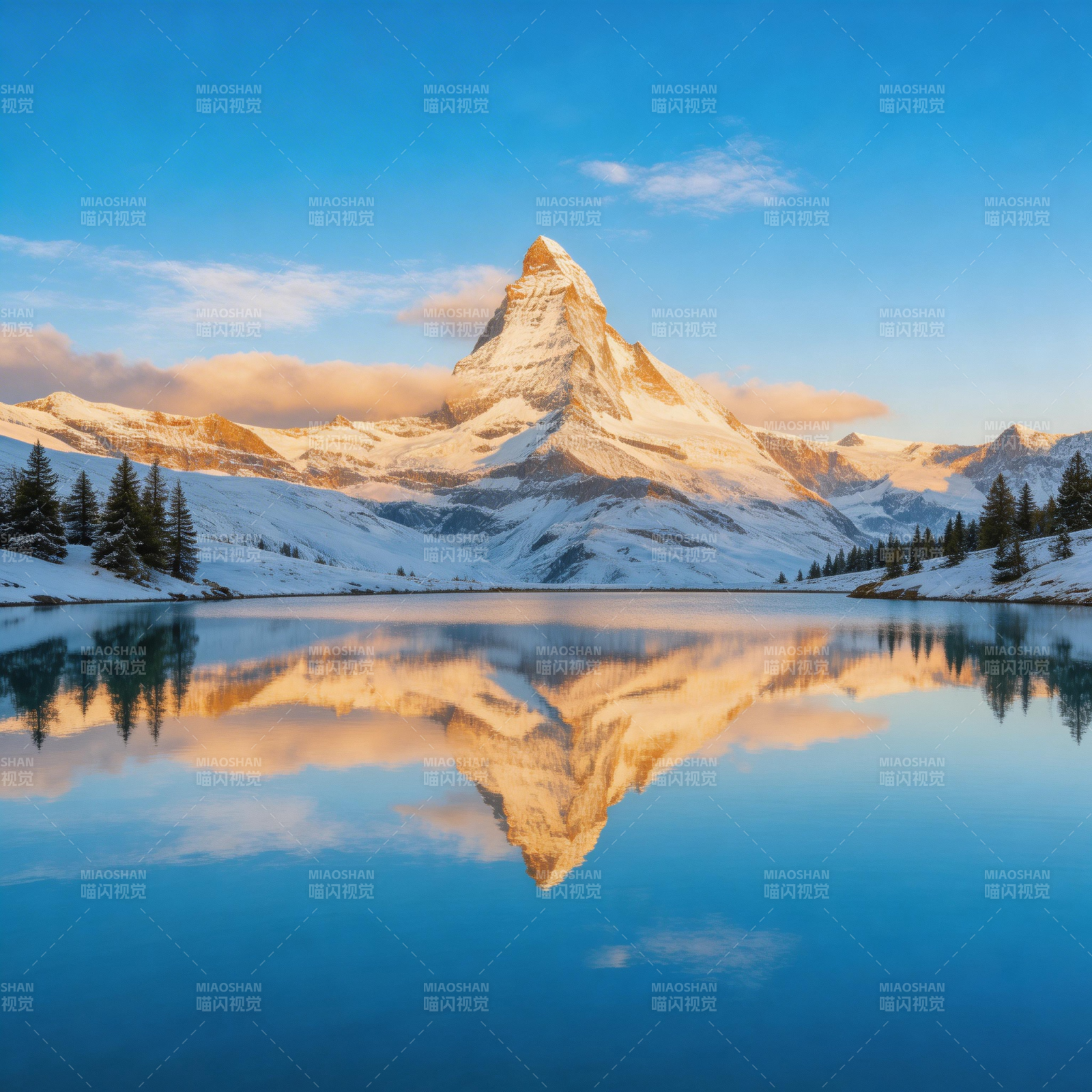 马特洪峰倒影图片