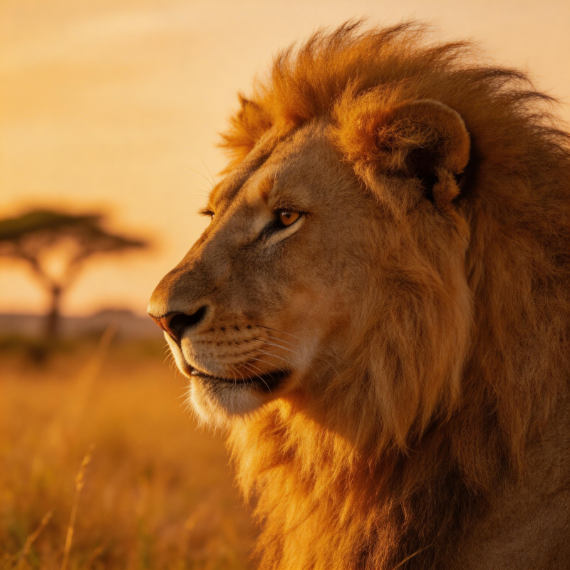 夕阳下的雄狮图片
