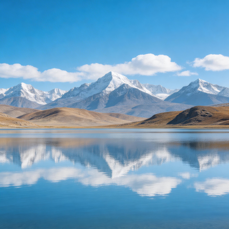 雪山倒影湖中图片