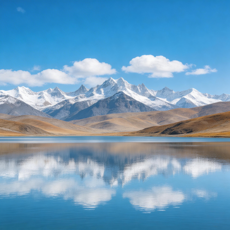 雪山倒影湖中图片