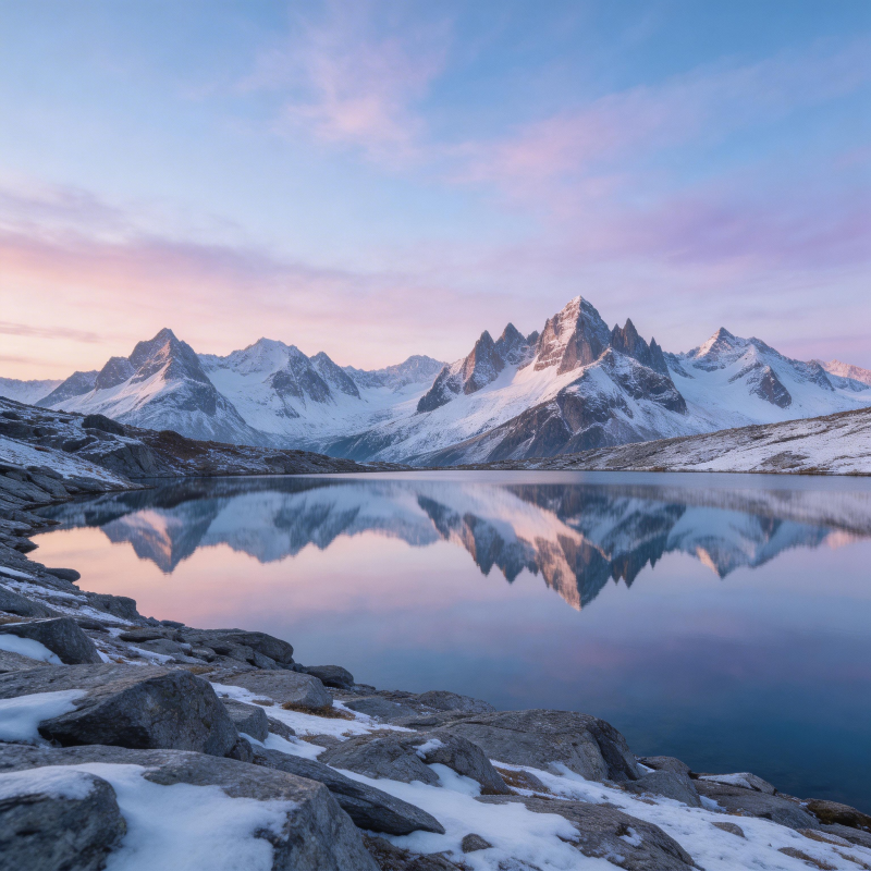 雪山倒影湖光图片