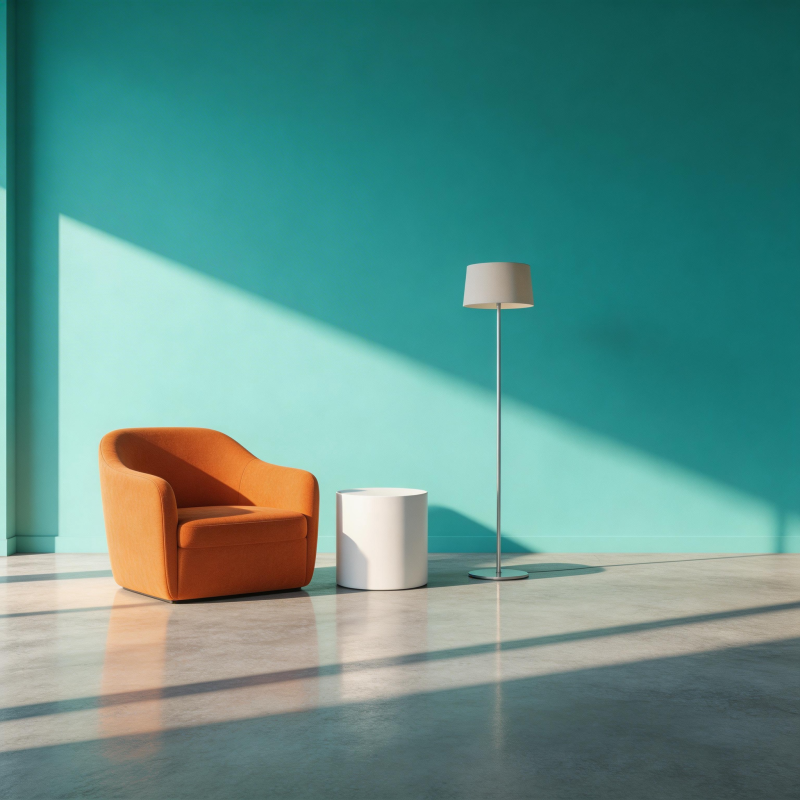 橙椅光影静谧角落图片