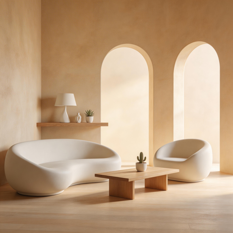 极简拱门客厅图片