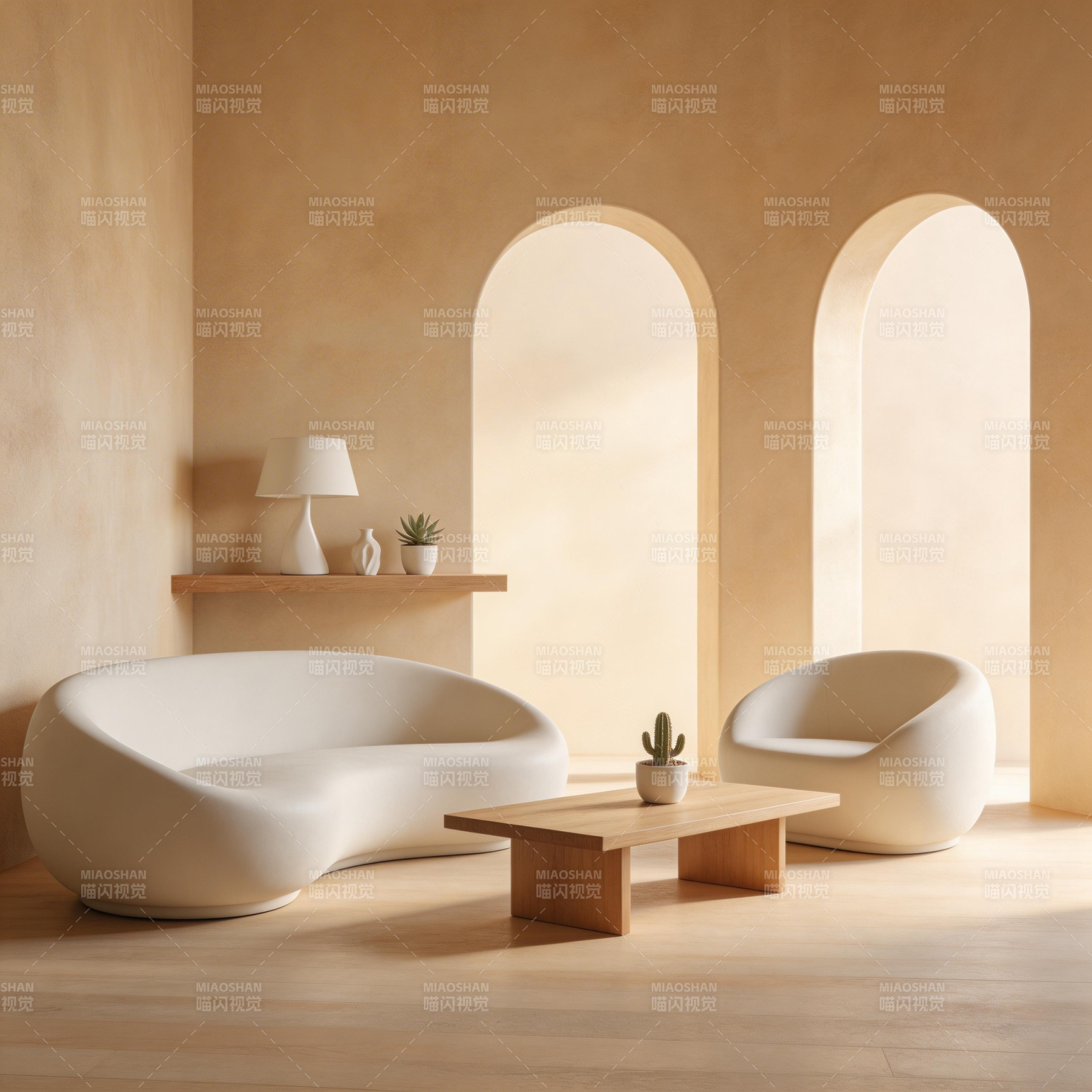 极简拱门客厅图片