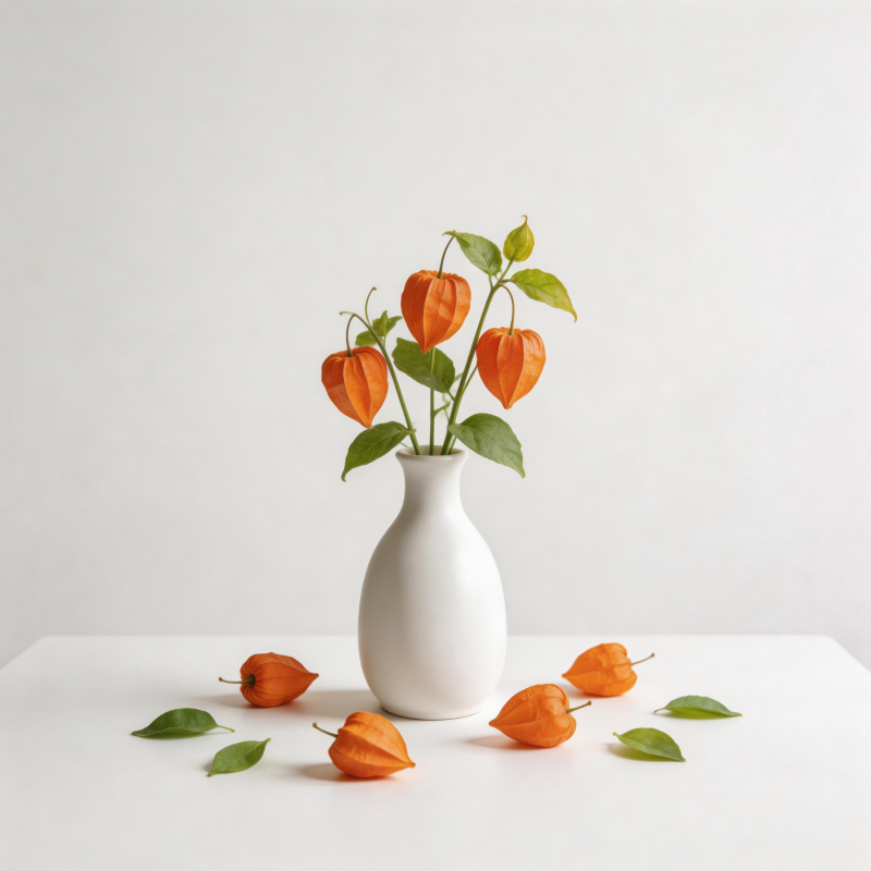 橙果绿叶静物图片