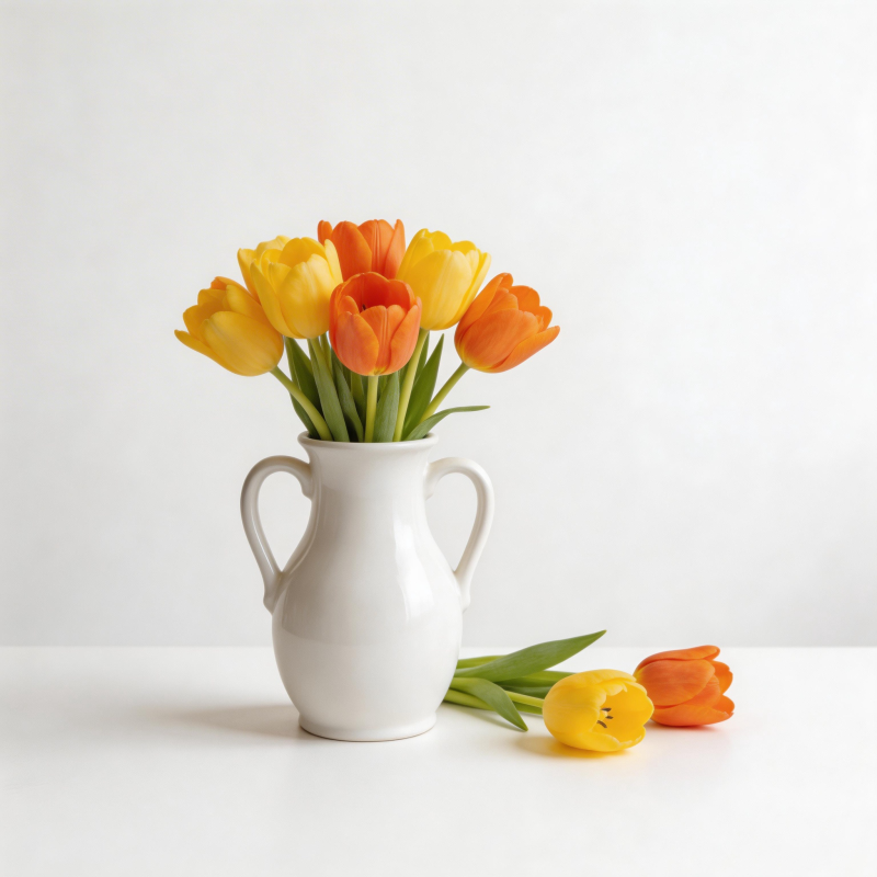 郁金香花瓶静物图片