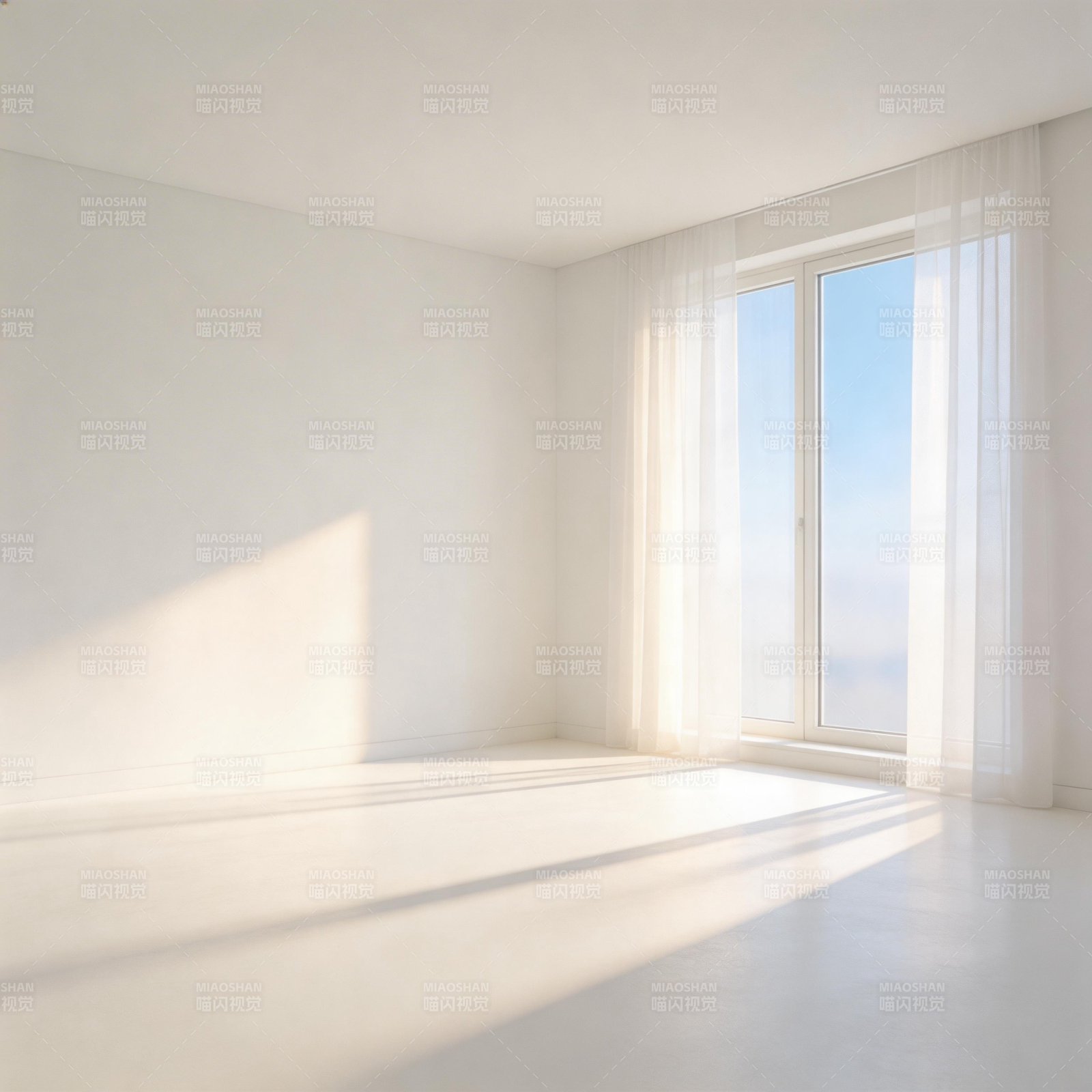 阳光洒满的空房间图片