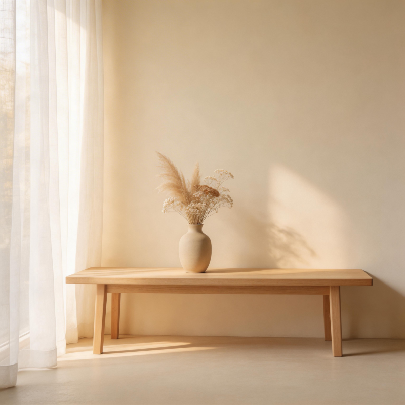 静谧光影中的木桌图片