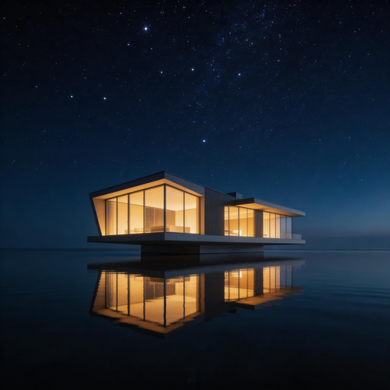 星空下的浮屋图片