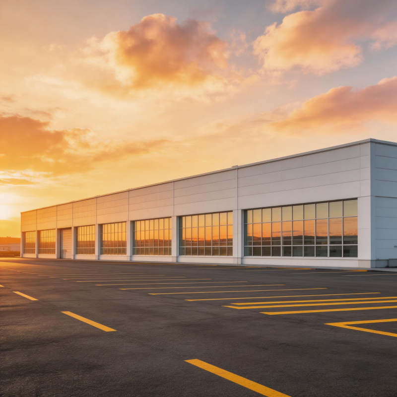 夕阳下的现代厂房图片