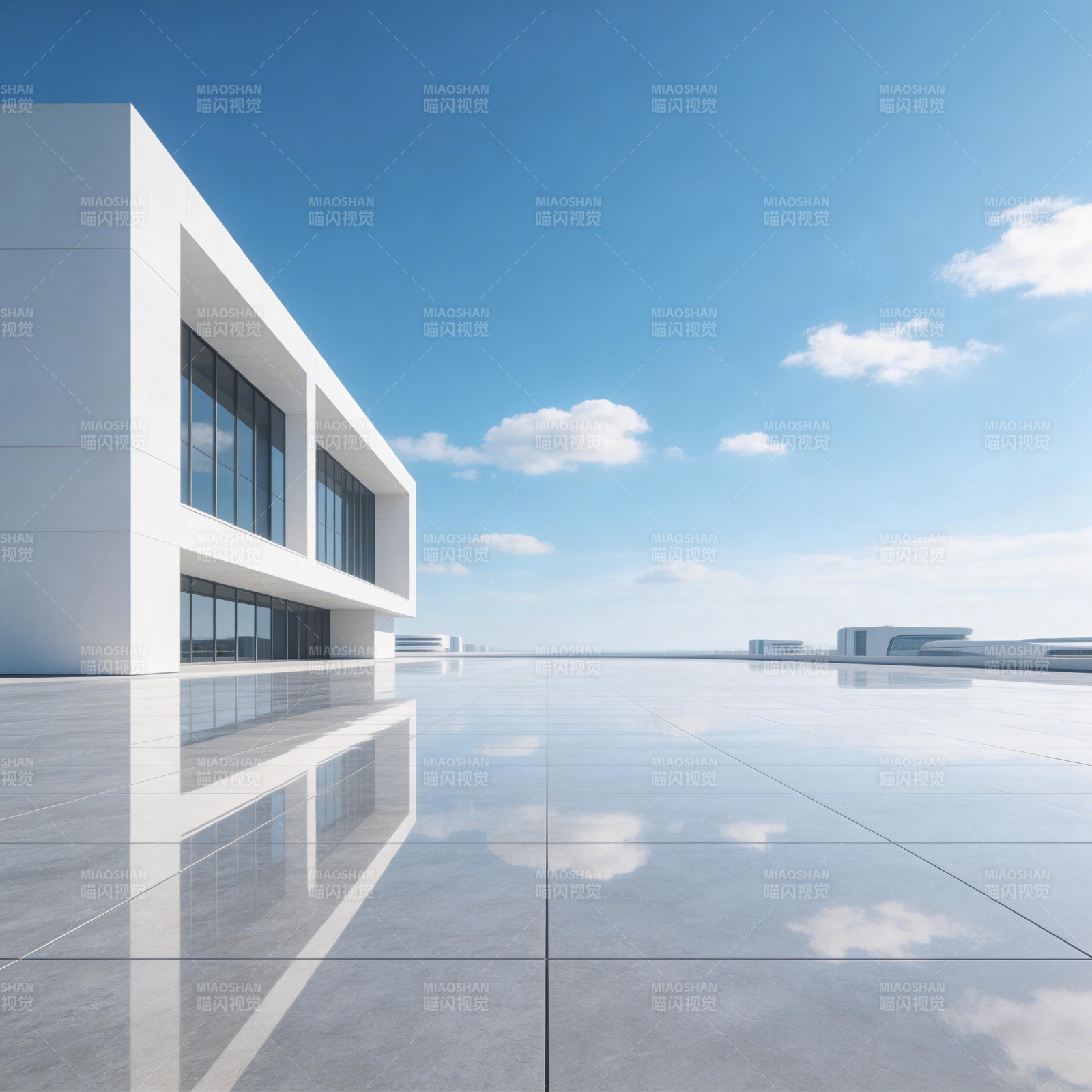 现代建筑倒影蓝天图片