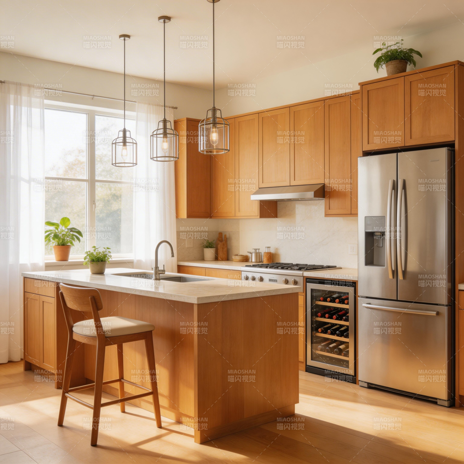 现代厨房温馨一角图片