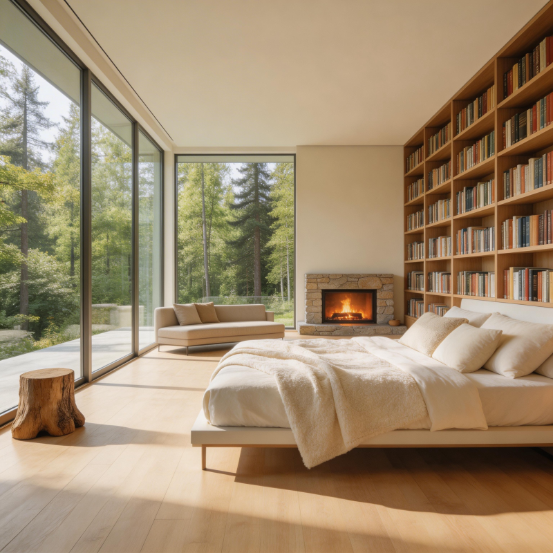 森林中的温馨卧室图片