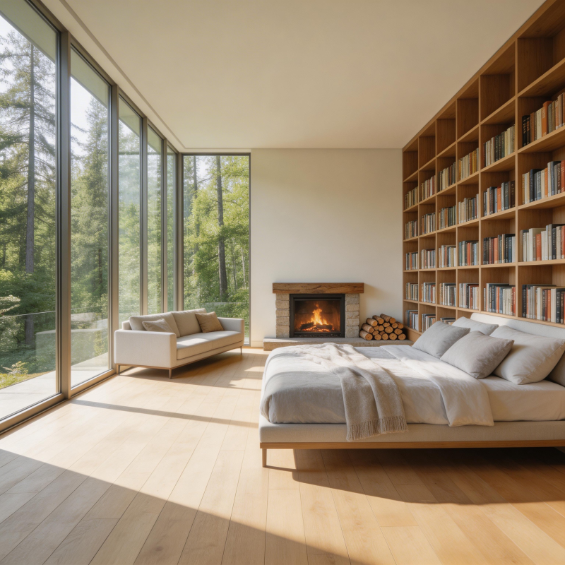 森林中的温馨卧室图片