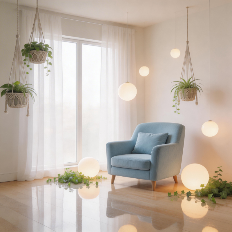 温馨蓝椅静谧角落图片