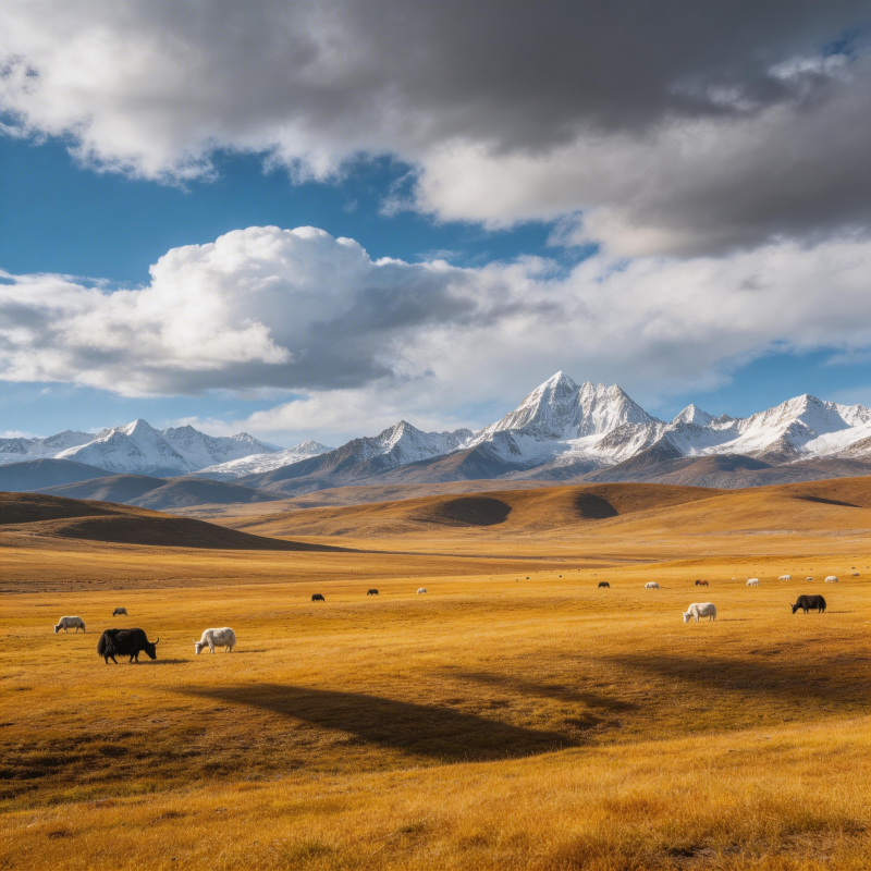 雪山草原牧歌图片