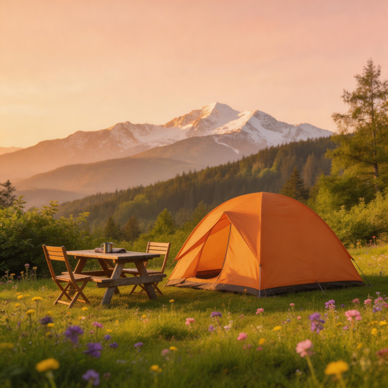 山野露营 花海帐篷图片