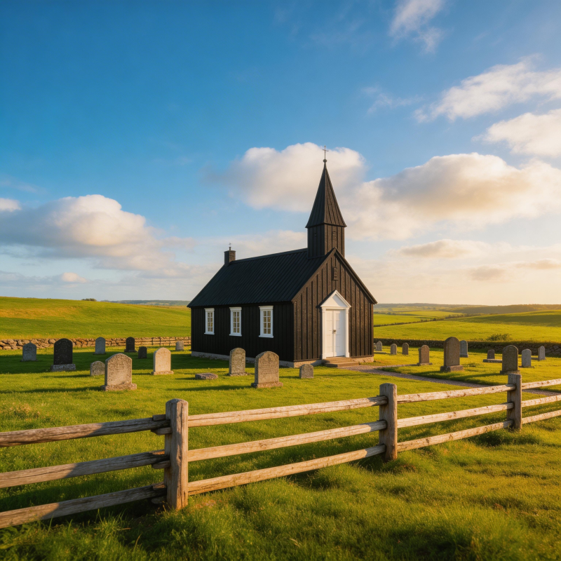田园教堂静谧景图片